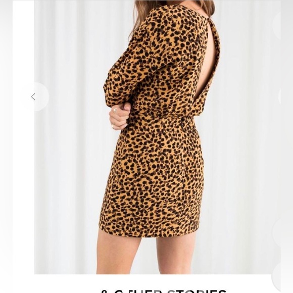 & Other Stories Leopard Print Mini Dress with open back. - Picture 3 of 3